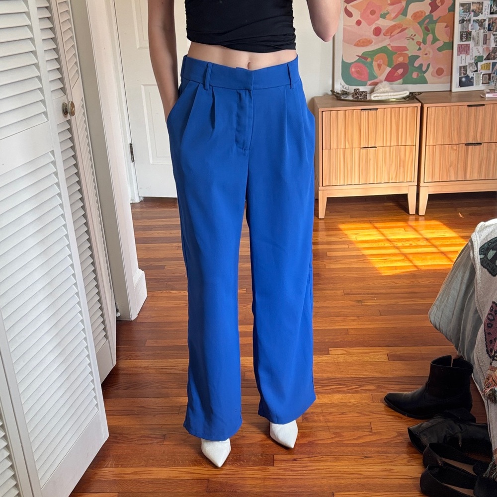 Women's High Waited Royal Blue Trousers